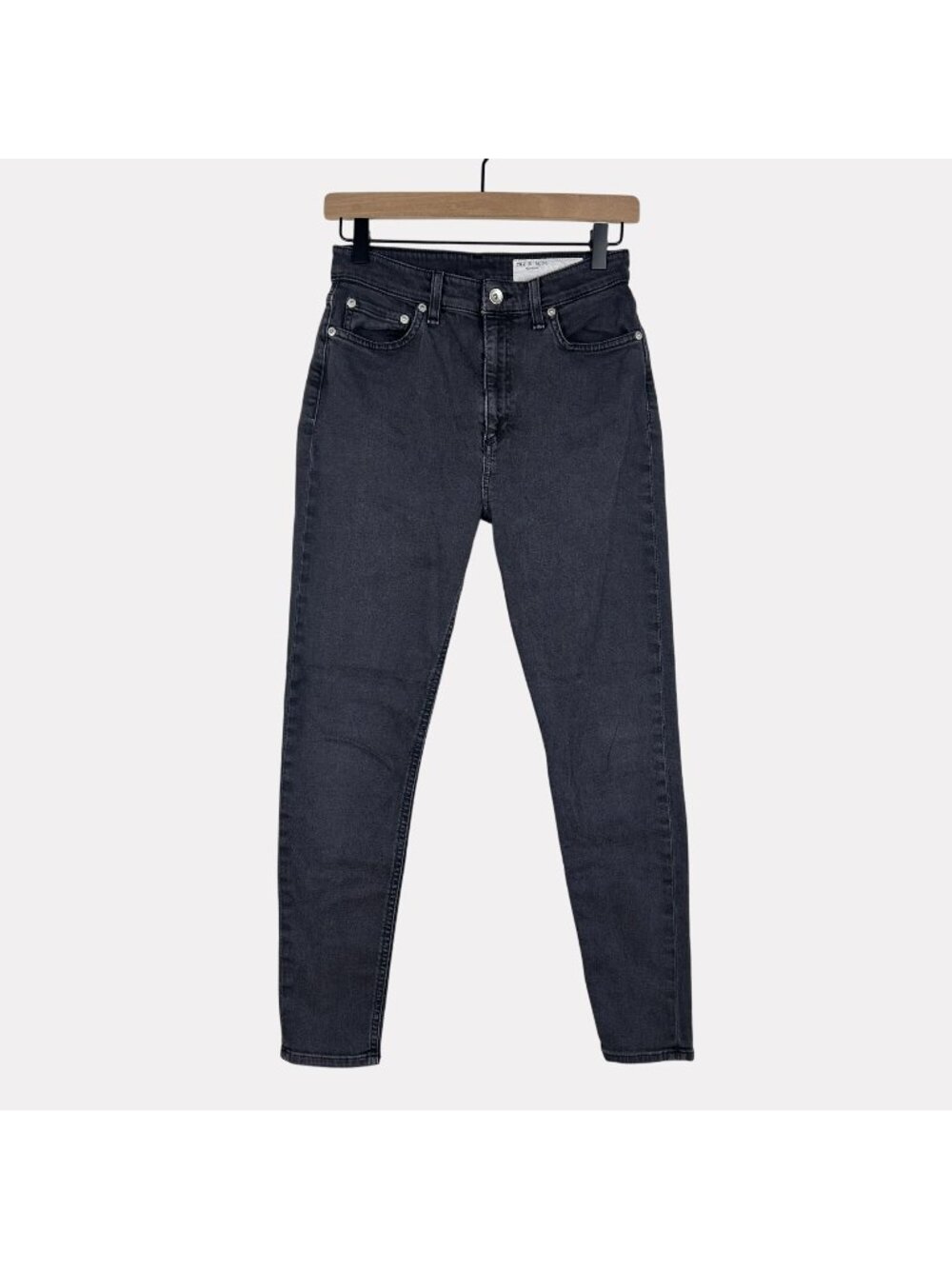 Rag & Bone High Rise Ankle Skinny Gray Jeans Womens 27 Zip Fly Five Pocket